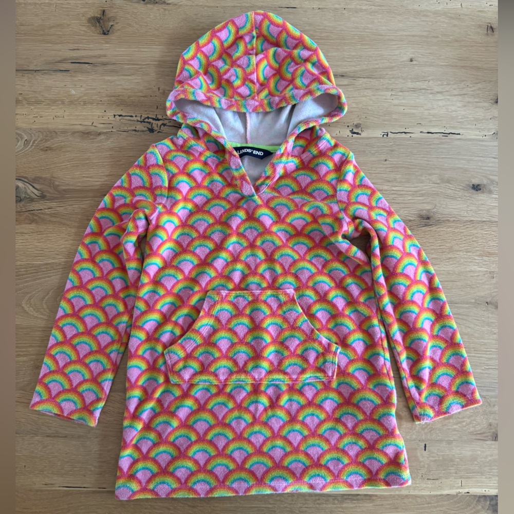 Lands' End Kids Rainbow Swim Coverup - Pink, Yellow, Green